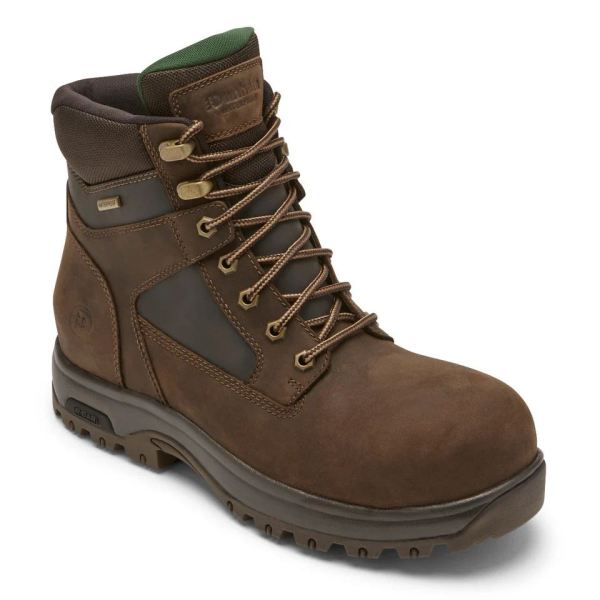 DUNHAM | MEN'S 8000WORKS WATERPROOF SAFETY PLAIN TOE BOOT-BROWN LEATHER