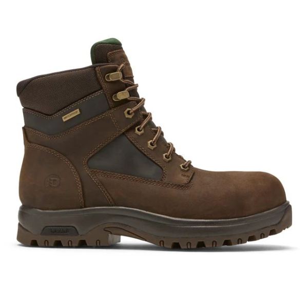 DUNHAM | MEN'S 8000WORKS WATERPROOF SAFETY PLAIN TOE BOOT-BROWN LEATHER