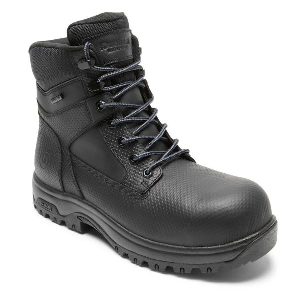 DUNHAM | MEN'S 8000WORKS WATERPROOF SAFETY PLAIN TOE BOOT-BLACK TEXTURED LEA - Click Image to Close