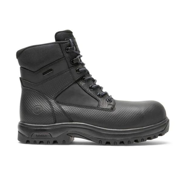 DUNHAM | MEN'S 8000WORKS WATERPROOF SAFETY PLAIN TOE BOOT-BLACK TEXTURED LEA