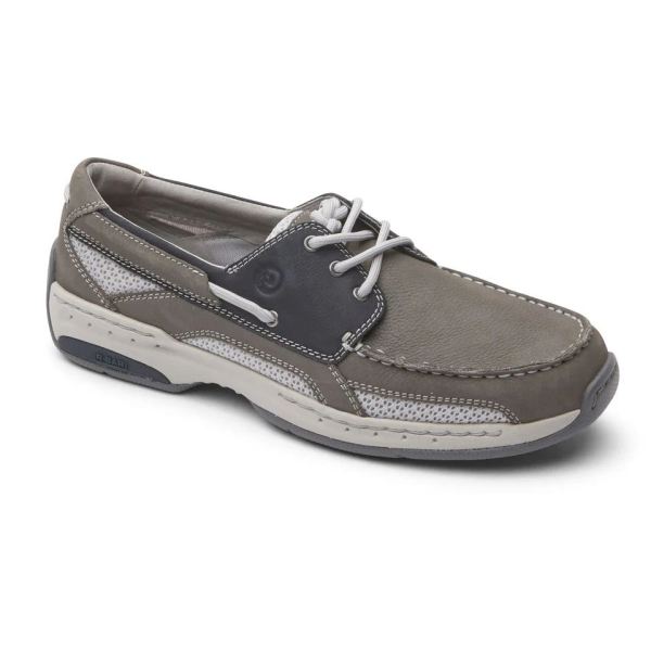 DUNHAM | MEN'S CAPTAIN BOAT SHOE-GREY/NAVY NUBUCK - Click Image to Close