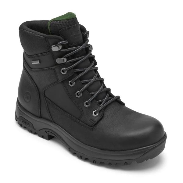 DUNHAM | MEN'S 8000WORKS WATERPROOF 6-INCH PLAIN TOE BOOT-BLACK LEATHER - Click Image to Close